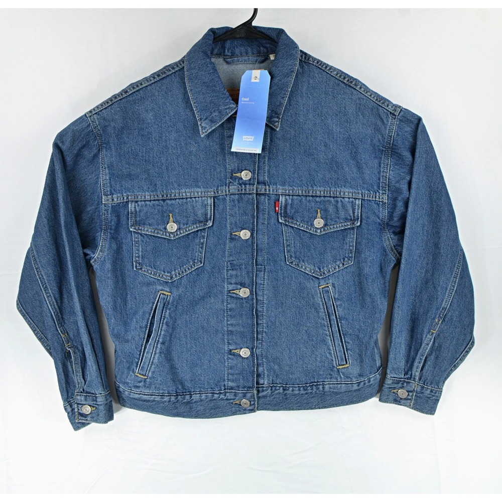 Levi's Cool Moisture Wicking Mens's Cottonized Hemp Blue Denim Trucker Jacket S